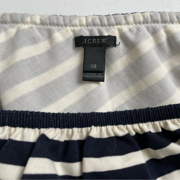 J. CREW Nautical Stripe One Shoulder Bold Ruffle Navy White Cotton Top Blouse XS - Picture 6 of 8